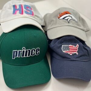 Assorted Baseball Cap Lot Prince USA Broncos Dad Hats Bundle 4